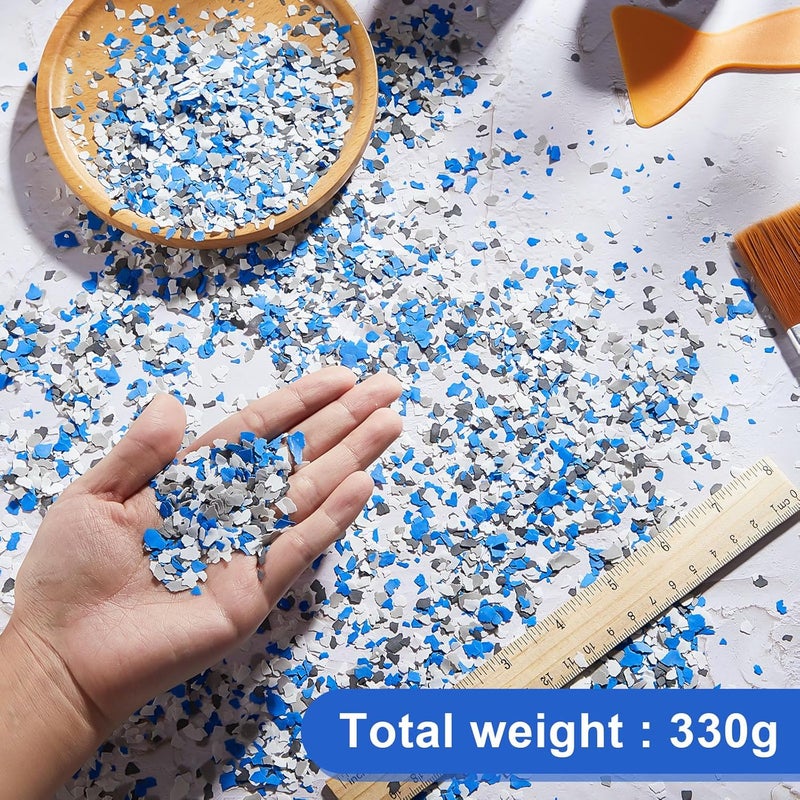 Fabbay 330 جرام / 0.72 رطل رقائق ملونة زخرفية من الإيبوكسي لطلاء أرضية المرآب وطلاء الخرسانة لطلاء الجدران الداخلية والخارجية (أسود، أبيض، رمادي، أزرق) - Image 2